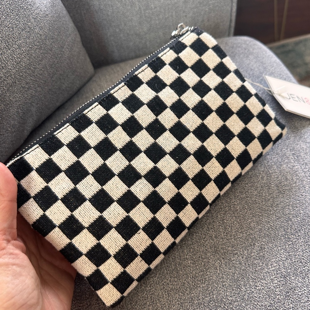 Checkered Black and White Vegan Clutch